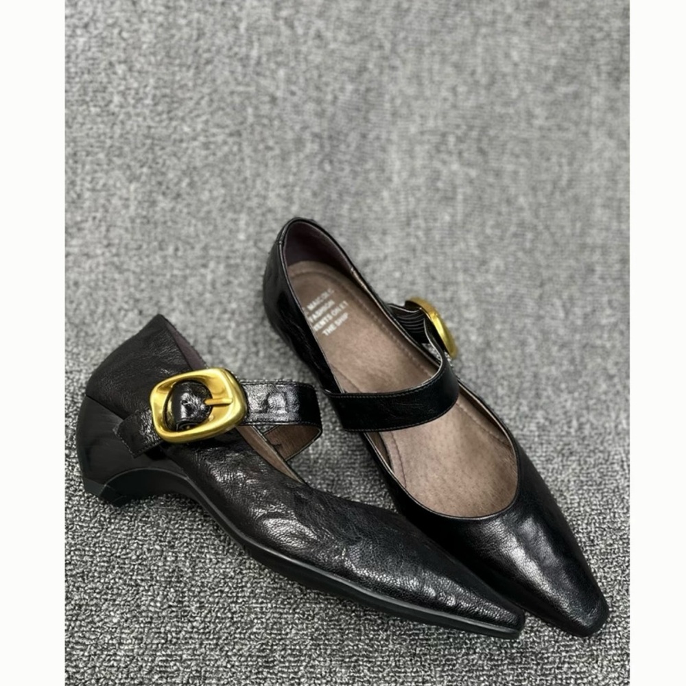 Vegan Leather Low-heel Pointe-toe Shoes